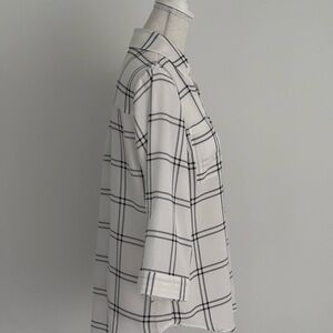 Windowpane Plaid Button-Down Shirt in White